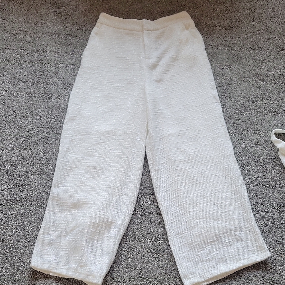 Lulu's Cream Textured Trousers